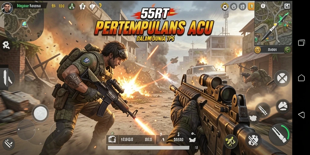 Gameplay seru di 55RT dengan aksi tembak-menembak.