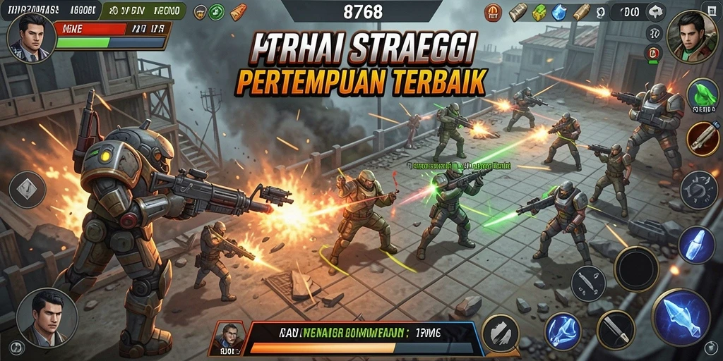 Screenshot menunjukkan pertempuran epik dalam gameplay SLG.