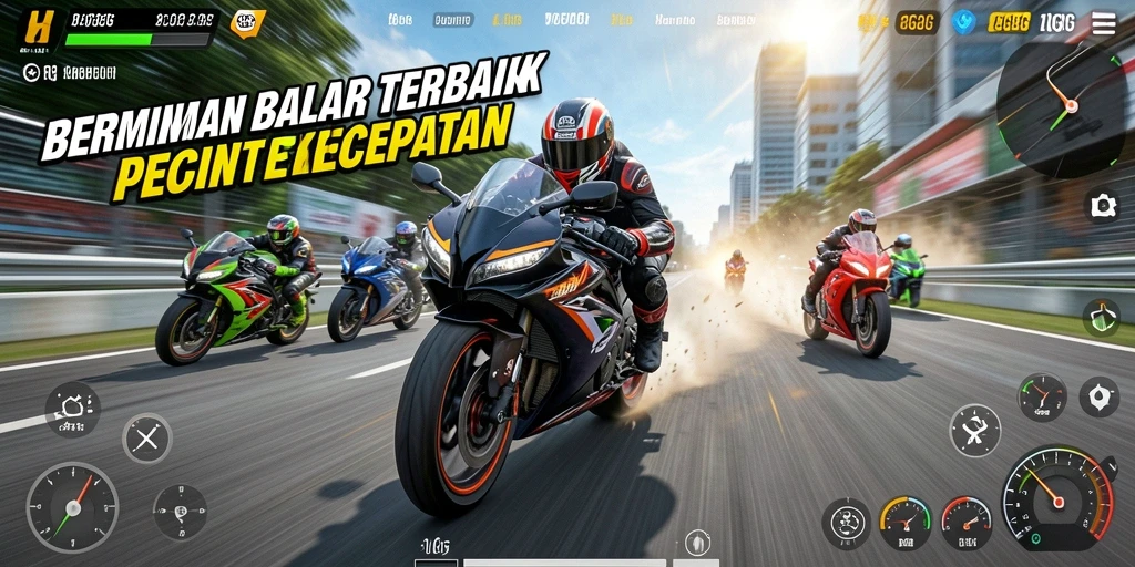 Gameplay menegangkan dan seru dalam balapan motor.