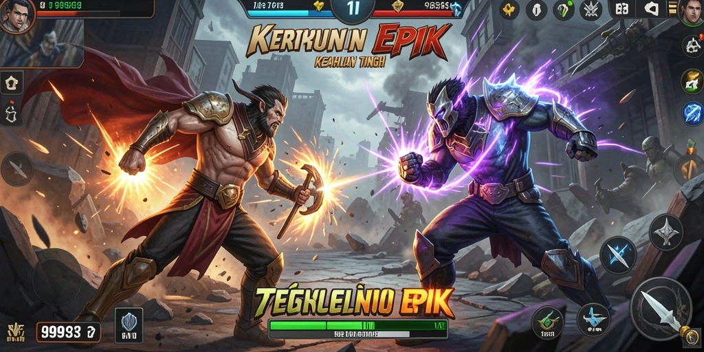 Tangkapan layar menunjukkan intensitas pertarungan dalam game Fighting.