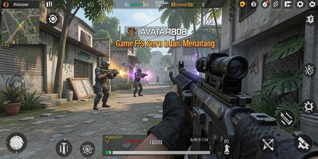 Tampilkan gameplay mendebarkan dari AVATAR808 dengan aksi menembak yang intens.