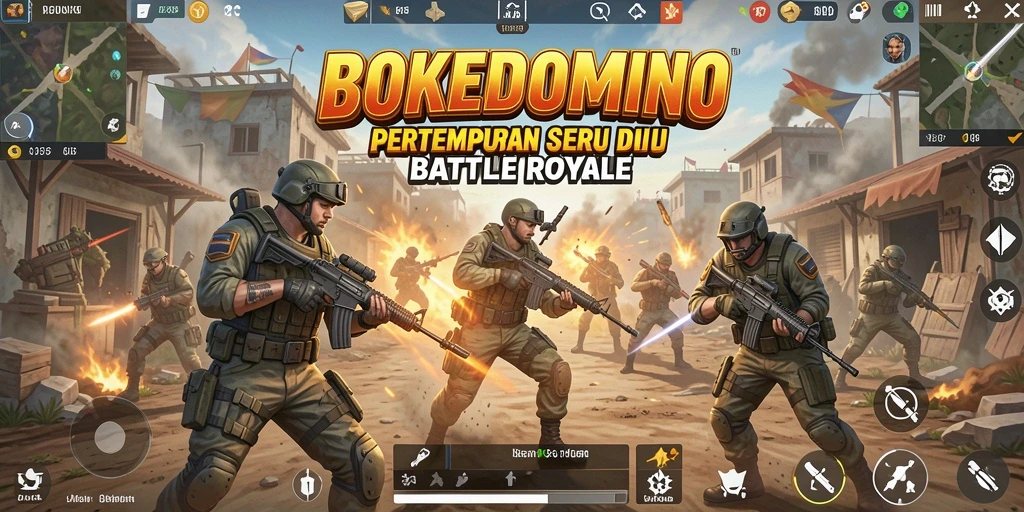 Tampilan seru gameplay Battle Royale di BOKEDOMINO.