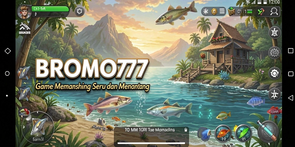 Tampilan gameplay BROMO77 dengan fitur memancing yang menarik dan seru.
