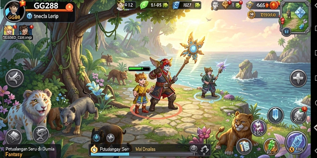 Screenshot GG288 menunjukkan aksi pertempuran RPG yang mendebarkan dan grafis yang menawan.
