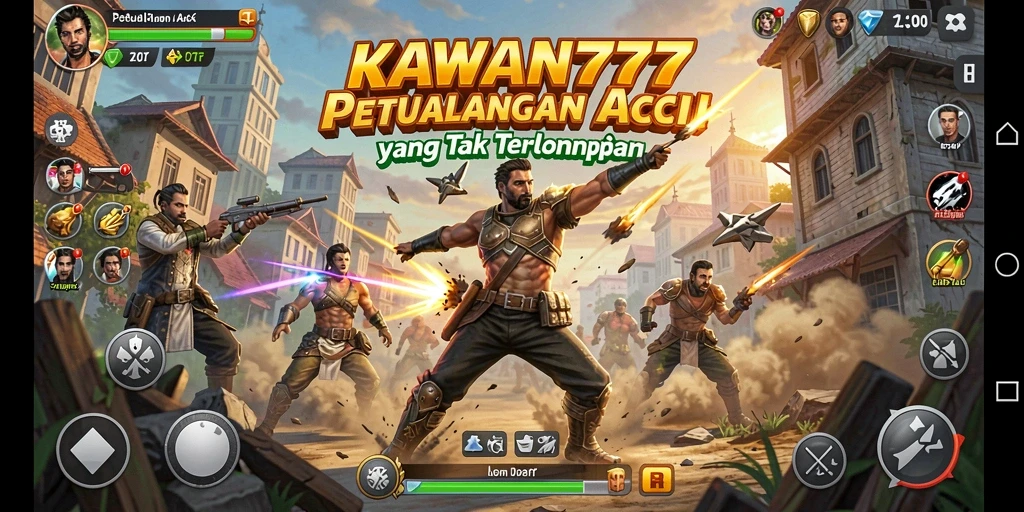 Tangkapan layar KAWAN777 menampilkan aksi pertarungan yang intens.