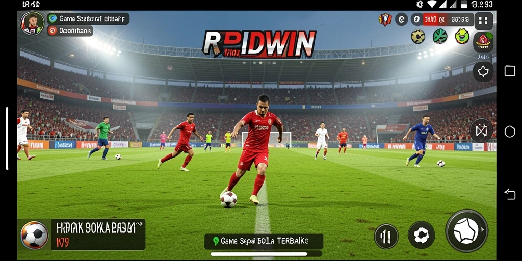 Tampilan utama RPIDWIN menampilkan aksi seru dalam permainan sepak bola.