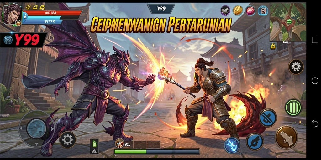Tangkapan layar utama Y89 menampilkan pertempuran strategi yang mendebarkan.